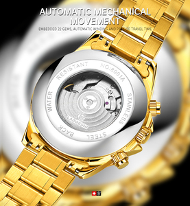 Montres résistantes à l'eau affaires rétro montre mécanique or acier inoxydable poignet luxe Sport hommes haute qualité montre en gros - Product Image 5