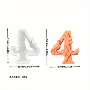 Molde de Silicona con Números del 0 al 9 y Flores en Relieve para Decoración de Pasteles de Cumpleaños, Molde para Velas Aromáticas - Product Image 6
