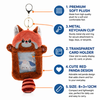 Porte-clés en peluche Panda Rouge, porte-cartes, écologique, durable, animal mignon, peluche douce, logo personnalisé, personnalisable, pour femmes, filles, sac à dos