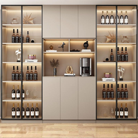 Armoire à vin en bois massif avec chaise de salle à manger en verre et en bois, meubles en bois massif sculpté, armoire classique de luxe