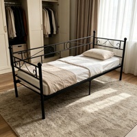 Lit superposé double en métal noir, design minimaliste moderne, durable, avec système de démontage écologique, idéal pour appartements et hôpitaux