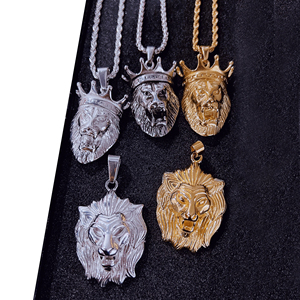 สร้อยคอหัวสิงโตสไตล์ฮิปฮอป 10 แบบ ชุบทอง PVD แนวพังก์ร็อก สำหรับผู้ชาย สร้อยคอจี้หัวสิงโตสแตนเลส สร้อยคอจี้หัวราชาสิงโต - Product Image 5
