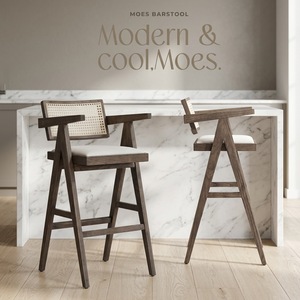 Tabouret de bar moderne en bois pivotant avec siège rembourré et accoudoirs en corde pour îlot de cuisine - Product Image 2