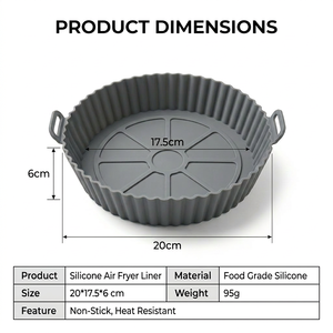 Revêtement réutilisable en silicone rond pour friteuse à air, antiadhésif, résistant à la chaleur, plaque <span class=keywords><strong>de</strong></span> cuisson <span class=keywords><strong>de</strong></span> qualité alimentaire sans BPA, facile à nettoyer - Product Image 2
