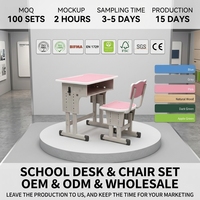 Ensemble de bureau et chaise réglables pour étudiants, structure métallique, mobilier de classe, table d'étude ergonomique avec rangement