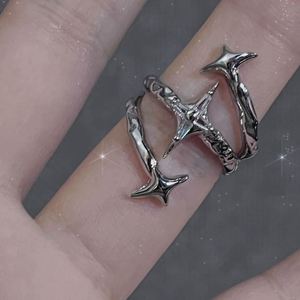 <b>Cross</b> Irregular Star Finger <b>Rings</b> for Women Y2K Jewelry Dark Style Punk <b>Rings</b> Black <b>Cross</b> Star Animal Spider Aesthetic <b>Rings</b> - Product Image 4