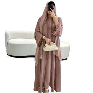 Nouvelle Abaya Ouverte pour l'Aïd, en Dentelle, Col Rond, Manches Longues, Tissu Polyester de Haute Qualité, Modeste, Vêtement d'Été et de Printemps en Mousseline, Manteau, Robe Intérieure - Product Image 1