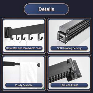 Hot Sale Indoor Retractable Collapsible 6 8 Hole <b>Wall</b> <b>Mounted</b> Hanger Rack Folding Laundry Rack Space Saver <b>Clothes</b> Drying Rack - Product Image 4