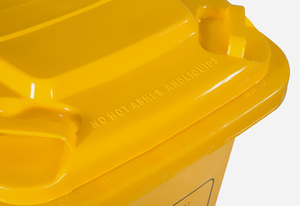 50L <span class=keywords><strong>Giallo</strong></span> Mediche di Plastica <span class=keywords><strong>Bidone</strong></span> Della Spazzatura Con Ruote - Product Image 2