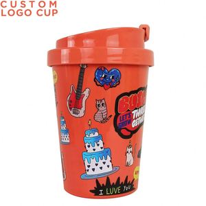 Custom Logo 12OZ/350ML Bamboo Fiber Reusable Ceramic Cup Flip-up Silicone Band Screw-on Lids 1200ml Coffee Tumbler Durable - Product Image 2