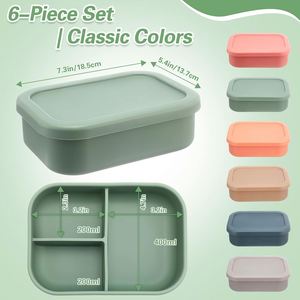 Custom Logo Bpa Free Silicone Snack <b>Box</b> Kids Food Storage School Non Spill 2 <b>Compartments</b> Bento <b>Lunch</b> <b>Box</b> Heatable - Product Image 2