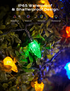 Solaire C6 <span class=keywords><strong>LED</strong></span> Lumières de Noël 8 Modes Multicolore Fraise Chaîne IP65 Étanche Extérieur Jardin Patio <span class=keywords><strong>Tonnelle</strong></span> Décor - Product Image 5
