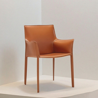 Chaise de salle à manger nordique moderne en cuir, style industriel, pour hôtel, restaurant ou loft
