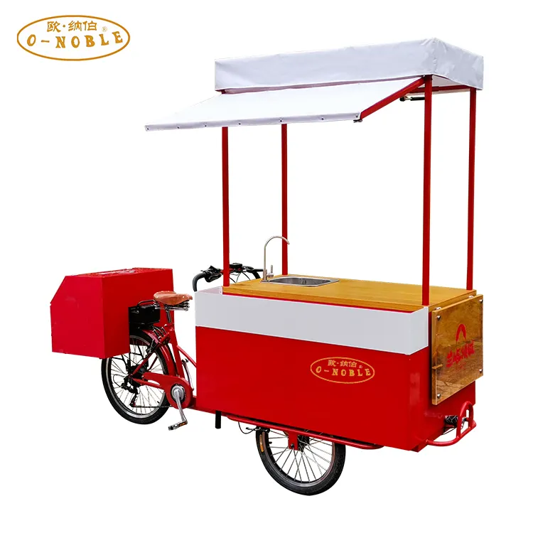 3 גלגל אופנוע נייד מזון עגלה עם גלגלים קלאסי קפה אופני