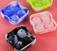 Moules à crème glacée à 4 trous carrés et ronds Moules à sucettes glacées en silicone écologiques Outils à crème glacée faciles à utiliser