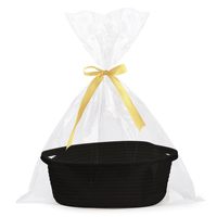 Petit panier tressé avec sacs cadeaux et rubans, paniers durables pour cadeaux, panier de rangement vide en corde pour jouets de bébé avec poignées