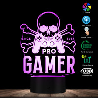 TW-560 Pro Gamer veilleuse lampe de table USB 3D LED avec conception d'os pour enfants décor d'arcade pour Diwali depuis toujours manette de jeu