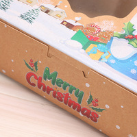 Scatola per Dessert Natalizia in Carta Kraft con Finestra, Confezione in Carta per Caramelle, Coperchio Trasparente, Scatola Regalo Personalizzata per Pasticceria, Vendita all'Ingrosso