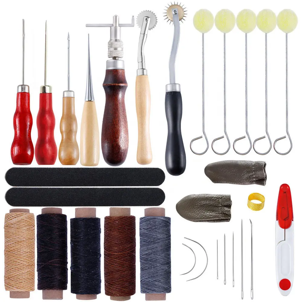 L35 conjunto de ferramentas para artesanato, de couro, diy, para costura, cera