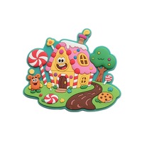 Magnétique de réfrigérateur personnalisé en PVC souple avec motif en relief de scène de jardin féerique de dessin animé, idéal pour la décoration de la maison et de la cuisine