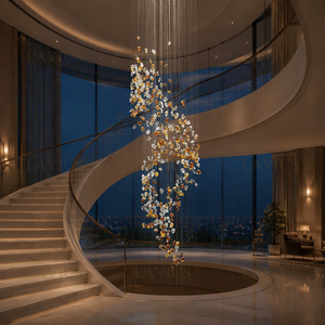 Lustre d'escalier en verre soufflé à la main |   <span class=keywords><strong>Suspension</strong></span> extra-longue |   Escalier de villa et hall d'entrée |   Personnalisé - Lavius - Product Image 3