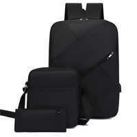 Custom logo 3-delige rugzakset voor jongens, meisjes en volwassenen, nieuwe schooltas met USB-oplader, laptoptas