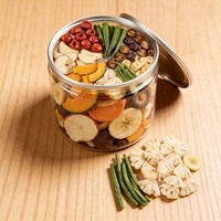 Geen bruine, gebakken fruit- en groentechips 32 oz Okra Appel Banaan Ananas Mix Hard Ready Eat Groente Fruit Halal Snack Glas