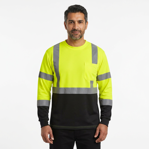 Camiseta de Seguridad Reflectante de Manga Larga de Poliéster con Logotipo Personalizado para Unisex, Ropa de Trabajo de Alta Visibilidad, Detección de Agujas - Product Image 1