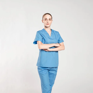 Uniformes Médicos Personalizados con Logotipo Privado, Conjunto de Uniformes de Enfermería de Manga Corta Unisex de Alta Calidad en Poliéster/Rayón Tejido Suave - Product Image 3