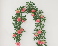 Rose artificielle suspendue de haute qualité, 1,9 m, en soie, faite à la main, douce, moderne, longue durée, fleurs roses, rouges et blanches pour la maison