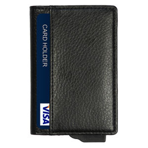 Porte-cartes de visite personnalisé en aluminium avec design pop-up, portefeuille tendance en PU avec blocage RFID, doublure courte en nylon, ouverture antivol - Product Image 4