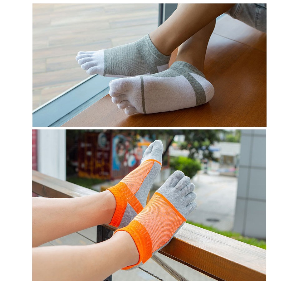 Customized Invisible Pure Cotton Breathable Five Finger Sports Socks Colorful Compression No Show Ankle Socks