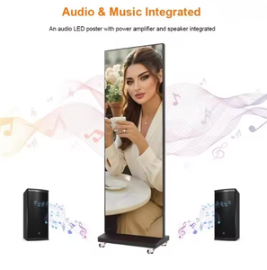 Affiche LED 1920*640mm sur pied pour intérieur, écran numérique P1.25 avec haut-parleur et amplificateur intégrés, cadre en aluminium noir - Product Image 5