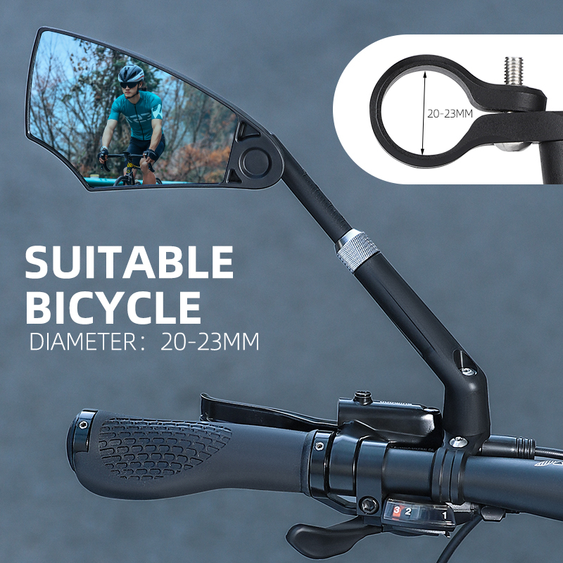 Rétroviseur Vélo Réglable 360° – Pour Guidon 21-26 Mm, Miroir Incassable, Réflecteur, Sécurité Route Et VTT