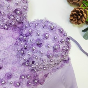 BL30 dames décontracté quotidien dégradé couleur perlé Corsets 3D <span class=keywords><strong>Rose</strong></span> fleur Design perle décor Bustier soutien-gorge - Product Image 3