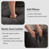 Fauteuil baril surdimensionné deux places en chenille anthracite tufté, idéal pour salon, avec 5 coussins – Offre Spéciale