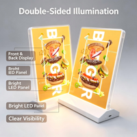 Boîtes lumineuses publicitaires A4 de bureau à changement rapide avec cadre magnétique pour affichage de menus en restaurant, café et comptoir de vente au détail