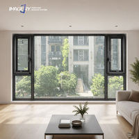 Fenêtre à battant en aluminium - Design moderne, verre trempé insonorisé pour entrée d'hôtel avec solutions de design graphique