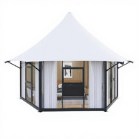 Tente de luxe en structure acier pour toutes saisons, idéale pour hôtels, resorts, glamping, jardins extérieurs, chambres, safari, imperméable et robuste en PVDF
