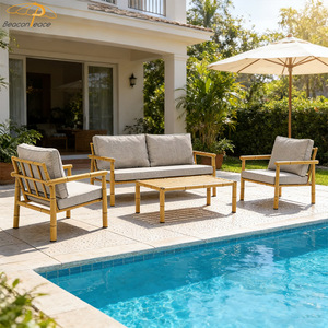 Conjunto de Sofás de Bambú Modernos para Jardín, Muebles de <span class=keywords><strong>Exterior</strong></span>, Sofá Seccional para Patio, Balcón o Terraza de Villa - Product Image 1