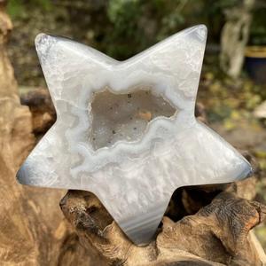 Agate Geode Star, pierre de cristal énergétique naturelle polie, pour la décoration de la maison et du bureau, guérison Reiki, équilibre des chakras, cadeau artisanal - Product Image 1