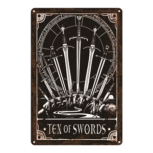 ป้ายโลหะวินเทจลายไพ่ทาโรต์ The Tower Lovers Sun Star Plaque Deadly <span class=keywords><strong>Tarot</strong></span> สำหรับตกแต่งบ้าน บาร์ ผับ โรงรถ ห้องนั่งเล่น หรือผนังห้อง - Product Image 4