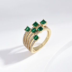 wholesale plata 925 sterling <b>silver</b> rose red green stone <b>ring</b> Engagement proposal <b>emerald</b> colored zirconia luxury 18k gold <b>rings</b> - Product Image 3