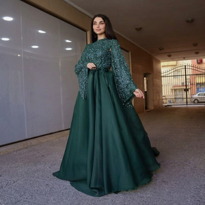 Elegant Emerald Green Polyester Lehenga Choli with Glitter Print Floor-Length Loose Fit for Wedding <b>Women</b> India Pakistan Style - Product Image 1