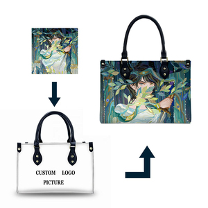 Bán Buôn Thiết Kế Túi Xách Trống Tote Túi Tùy Chỉnh Hình Ảnh Logo In Ấn Công Suất Lớn PU Túi Da Phụ Nữ Túi Xách - Product Image 1