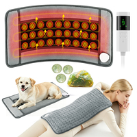 Tapis chauffant électrique intelligent 9 zones de chaleur et 4 minuteries en pierres de jade naturelles pour le corps entier, le cou, les épaules, le dos, soulagement de la douleur, tapis chauffant en peluche pour animaux de compagnie