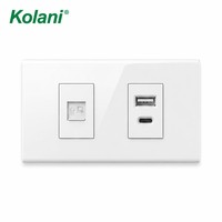 Prise de charge rapide USB-A et USB-C Gigabit RJ45 CAT6, plaque double module encastrée 120, pour hôtels et bureaux, directement de l'usine