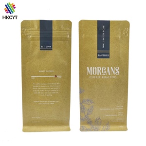 Sac à fond plat zippé en papier d'aluminium de qualité alimentaire réutilisable avec valve Sac à café personnalisé anti-odeur 340g - Product Image 4