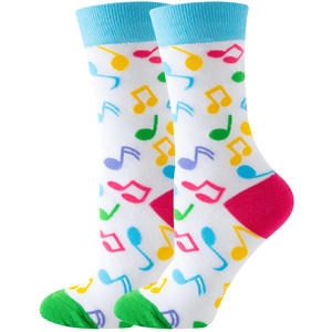 Chaussettes éclectiques en gros-Notes de <span class=keywords><strong>musique</strong></span>, Toadstools et motifs de blocs de couleurs | Chaussettes Crew fantaisie | Coffret cadeau artistique doux - Product Image 3