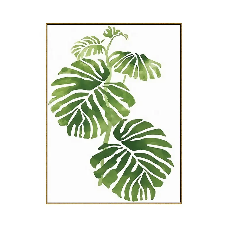 Home Decor painting with wall art green plant hand painting